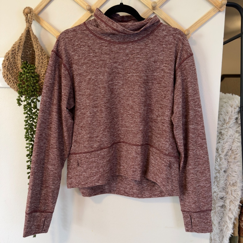 Lululemon Mock Neck Pullover 8 Burgundy Heathered